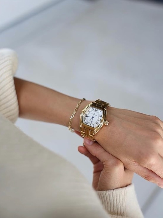 Peugeot GoldTone Tank Women’s Roman Numeral Bracelet Dress Watch Luxury Inspired main image 8